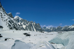 Porters on Baltoro Glacier near Concordia, Pakistan
