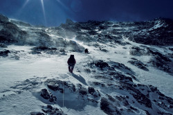 Climbers on the North Ridge of K2 (8.611 m), China
